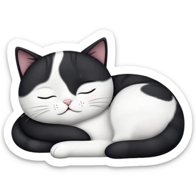 black and white cat with sleepy zzz’s sticker