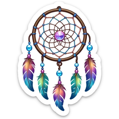 Iridescent nebula Dreamcatcher-suncatcher sticker