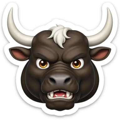 black angry powerful with white horns bull emoji sticker