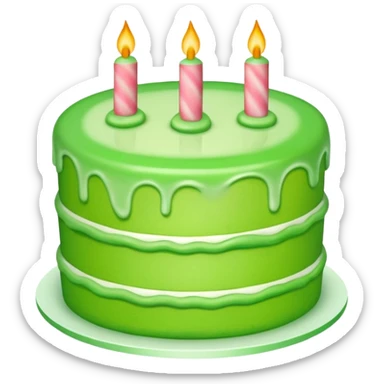 Bright green cake with the word brat  sticker