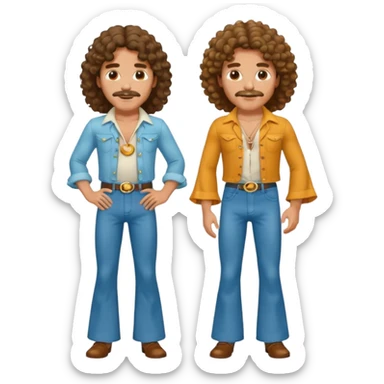 70s 80s men with long curly hair style  sticker