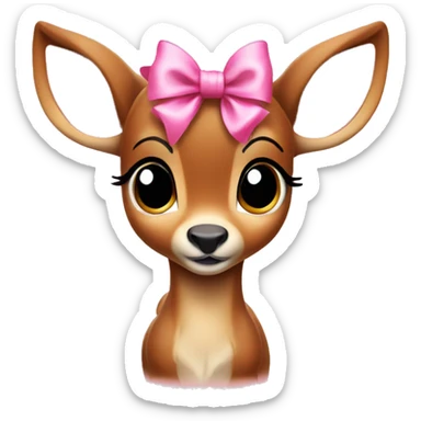 Cute bambi with pink bow sticker