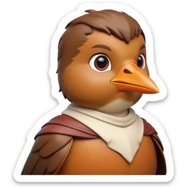 Cinematic Noble Robin Portrait Emoji, Poised and dignified, with a delicate, rounded build, a soft rust-red breast, gentle inquisitive eyes, and a small, refined beak, Simplified yet sharp and sophisticated features, highly detailed, glowing with a soft, warm glow, high shine, intelligent and graceful, stylized with an air of woodland charm, focused and attentive, soft glowing outline, capturing the essence of a watchful and confident robin that appears ready to flutter out of the screen with effortless authority! sticker