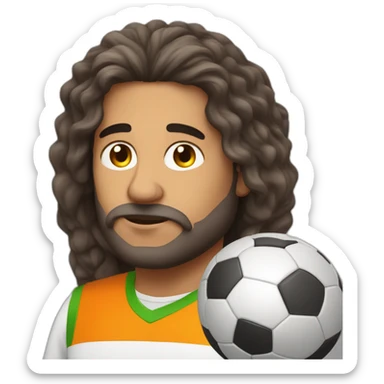 Very Fat arab man with long hair play soccer orange sticker