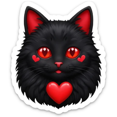 Black Cat with hearts sticker