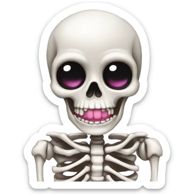 Cute skeleton with pink nails  sticker