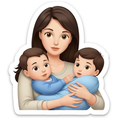 Beautiful brunette mom with baby boy sticker