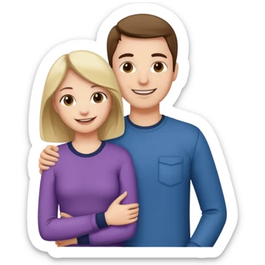 A woman holding the middle of a man's crotch while they are standing together happily sticker