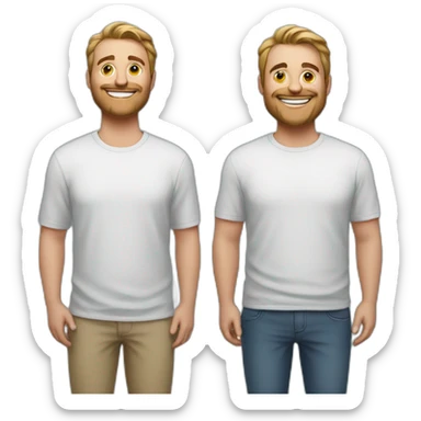 2 white tall, big guys standing next to each other shoulder to shoulder smiling sticker