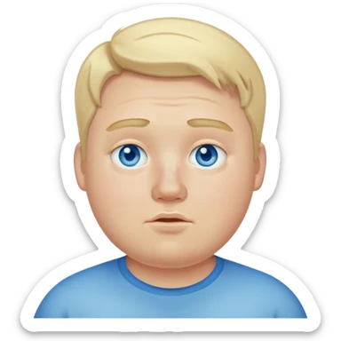 blonde white pale guy with blue eyes and acne and fat sticker