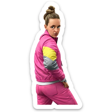 girl in pink jacket sticker