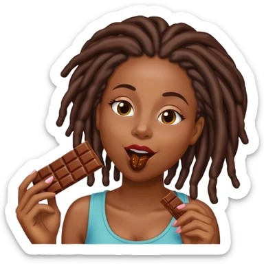 Black woman with locs licking chocolate bar sticker