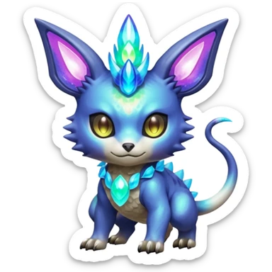 Shiny Colorful Horned Vernid-Trico-Peppercat-Protogen-Pokémon-Digimon-Fakémon-fusion-hybrid-creature sticker