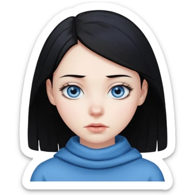 black haired girl with blue eyes cold look sticker
