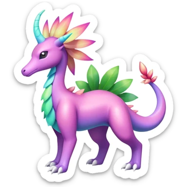 Shiny Colorful Iridescent Meganium-Amaura-Suicune-fakemon (full body) sticker