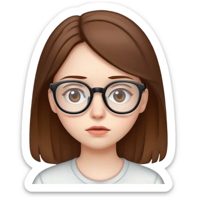 Sick girl with brown hair and glasses sticker