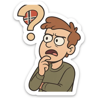 flat toon style question mark with Norwegian flag inside sticker