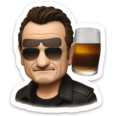 Bono drinking whiskey sticker
