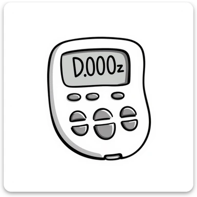 A gym interval timer/stopwatch with display and buttons in pastel colors (dd9fb0, ffc6d3, a3bfc9, c4bee2, f1b091), hand-drawn doodle style sticker