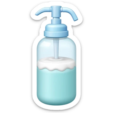 cute toy foam pump bottle object icon, pastel colors, rounded plastic bottle, thick foam on top, 3D cartoon, mobile game icon style, clean background, no text, no watermark sticker