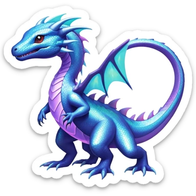 Iridescent crystalic Shiny pastel Salandit-Aurorus-Salazzle-Dragonair-Fakémon-hybrid-creature (full body)  sticker