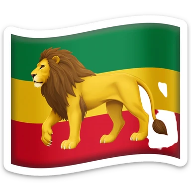 Lion Superimposed on a diagonal striped red green and gold flag with red at the bottom gold middle and green at the top sticker
