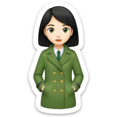 green coat black haired girl  sticker