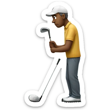 Sad guy holding golf clubs sticker
