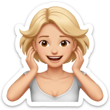 Girl aggressively putting hands around her neck laughing sticker