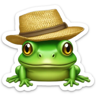Grenouille avec un chapeau de paille sticker