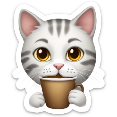 cat with coffee sticker