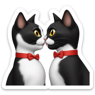 Tuxedo Cats kissing each other sticker