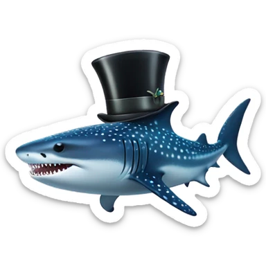 Whale shark with a top hat sticker