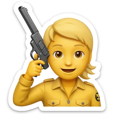 Create a smiling face emoji that’s holding a gun aimed to their forehead sticker