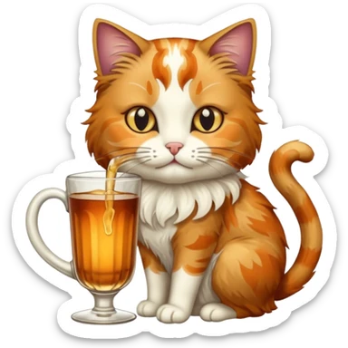 cat drinking mucha sticker
