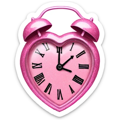Pink heart shaped clock with glitter  sticker