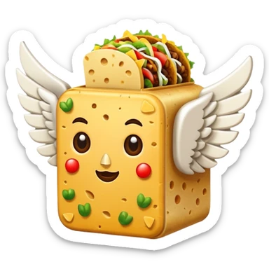 Taco Lucky Block with white wings  sticker