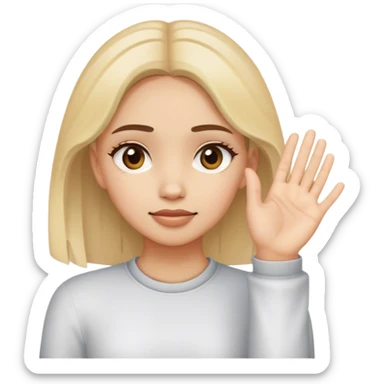 A girl with one hand on her face and the other hand sticking out with her palm facing out  sticker