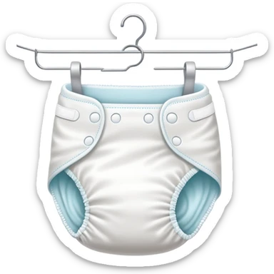 a single white regular diaper hanged on a wired hanger sticker