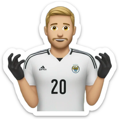 White European football player shooting goal sticker