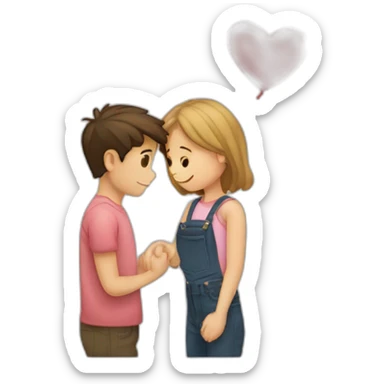 Garçon tenant la main d'une fille dont il est amoureux sticker
