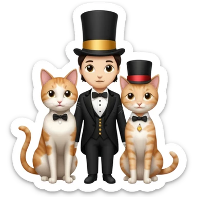 magician couple and their pet cat sticker