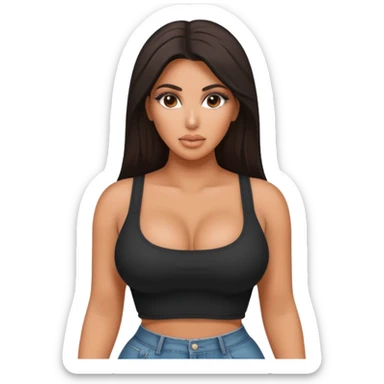 kim kardasian with a crop top and a big chest sticker