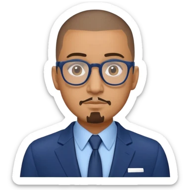 Buzz cut Latino with goatee and glasses and dark blue suit  sticker