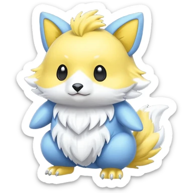 Cute cool blue yellow white animal hybrid Fakemon full body sticker
