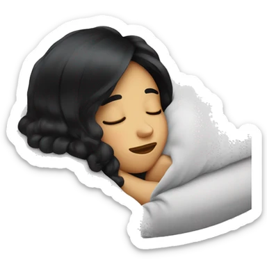 a girl with black hair sleeps and drools sticker