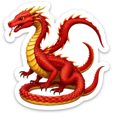 Red dragon with fire full in snake model sticker