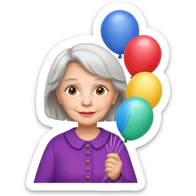 balloons holder older woman sticker