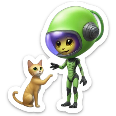 Alien from the movie alien petting a cat sticker