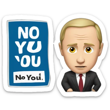 Vladimir Putin with a sign saying No you  sticker